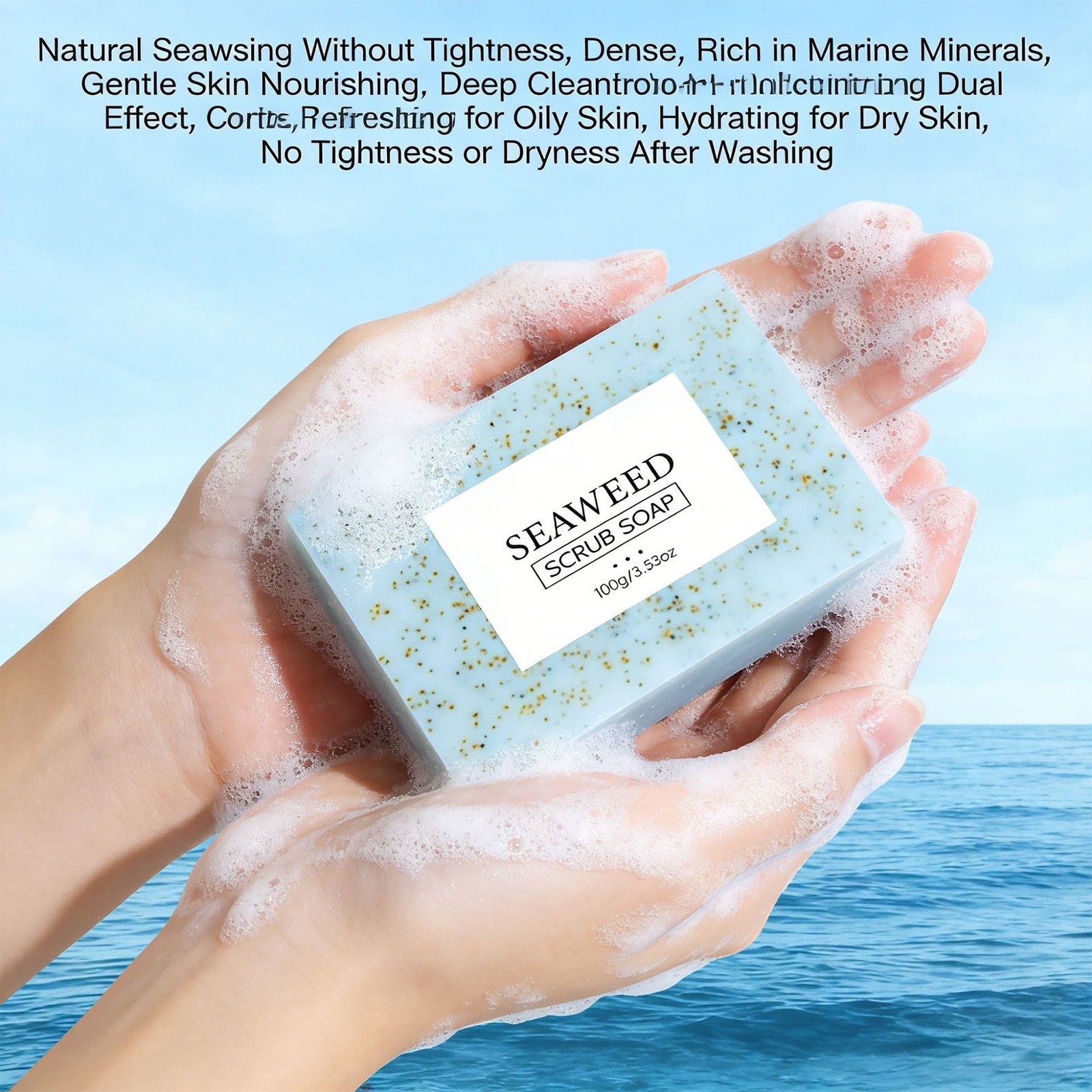 100g Seaweed Scrub Soap Deep Cleansing Handmade Soap Oil Control Bath Soap