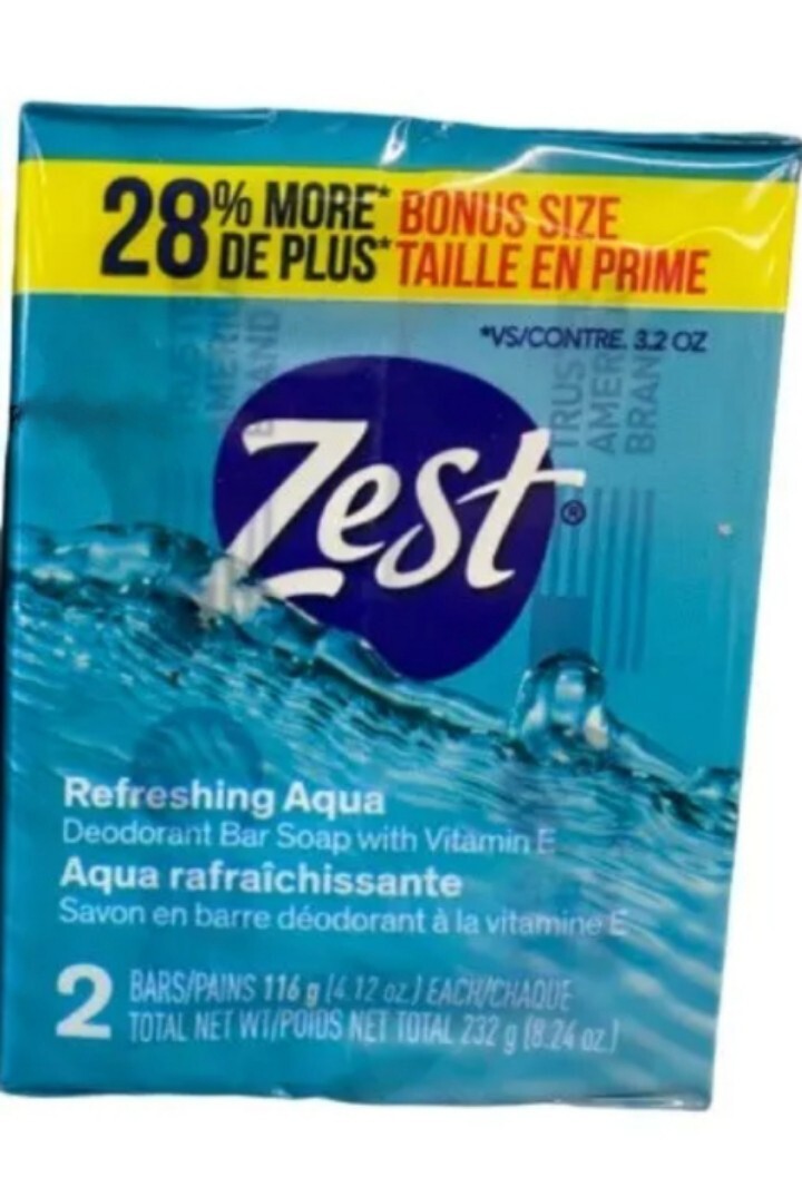 🆕️ Zest (4~BARS) 4.12 OZ. Bars *BONUS Size ●AQUA● Refreshing Deodorant Soap.