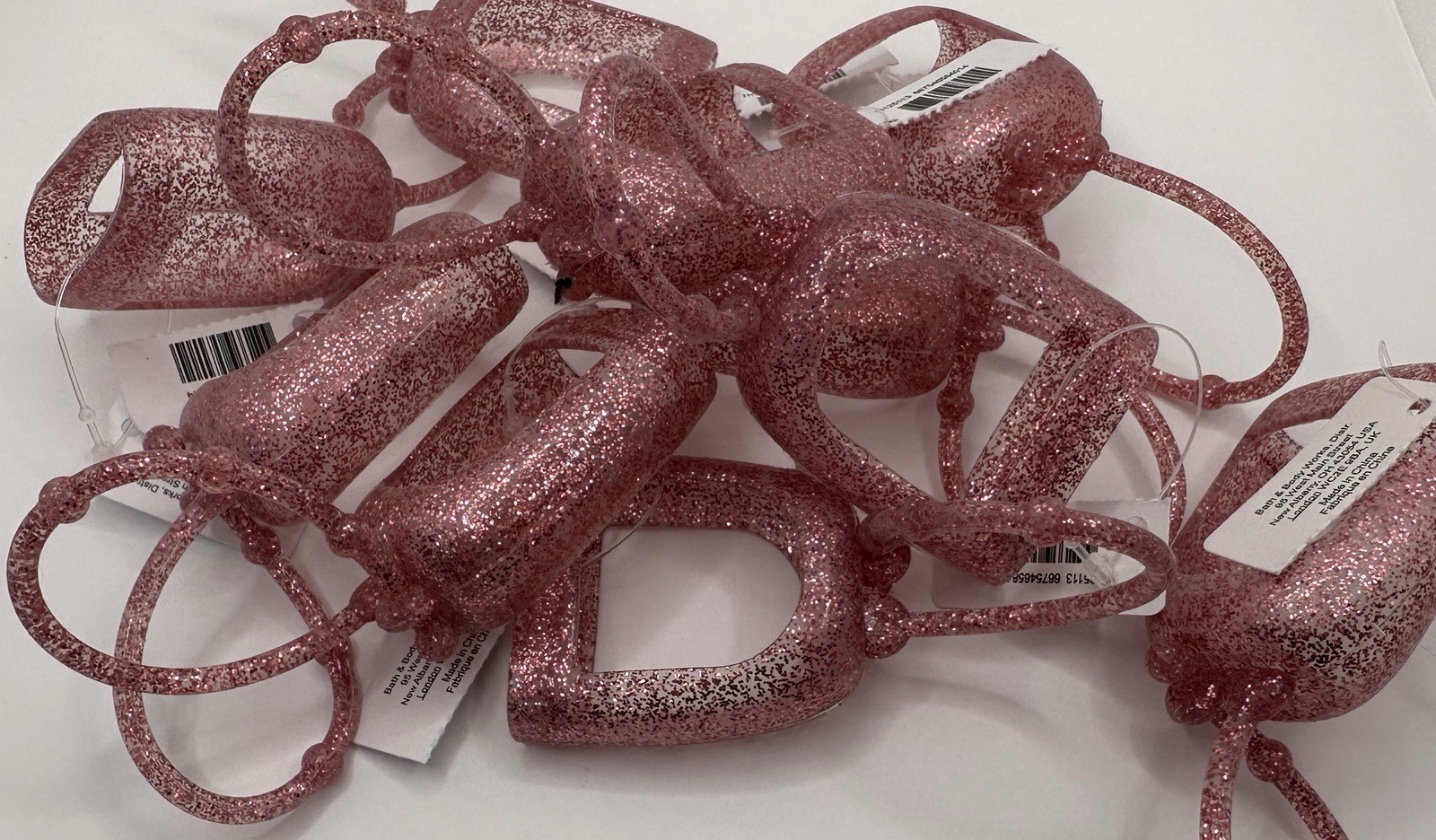 Bath & Body Works Pink Glittery Rubber Plastic Pocketbac Holder Set of 10
