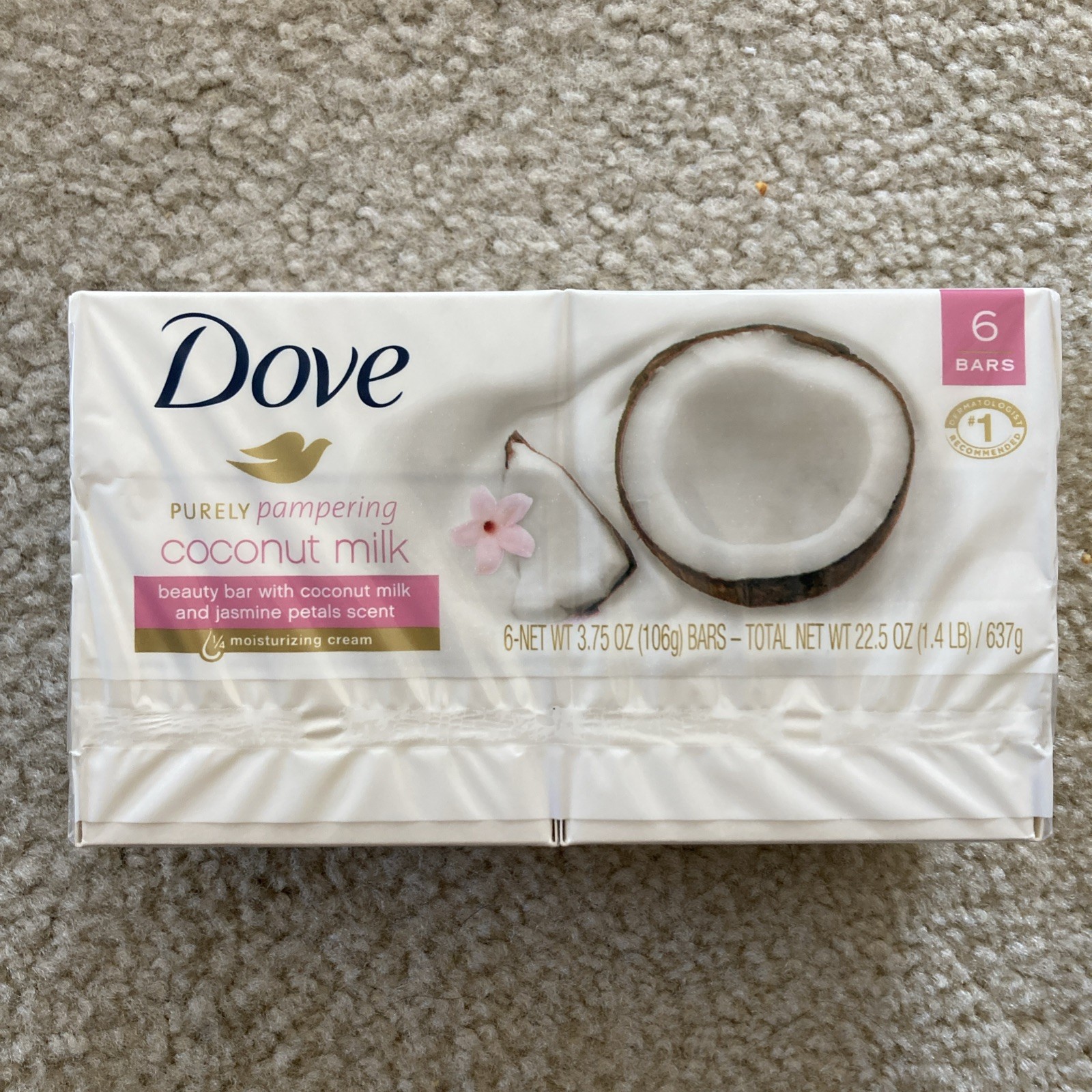 Dove Purely Pampering Coconut Milk & Jasmine Petals Scent 6 3.75oz Bars