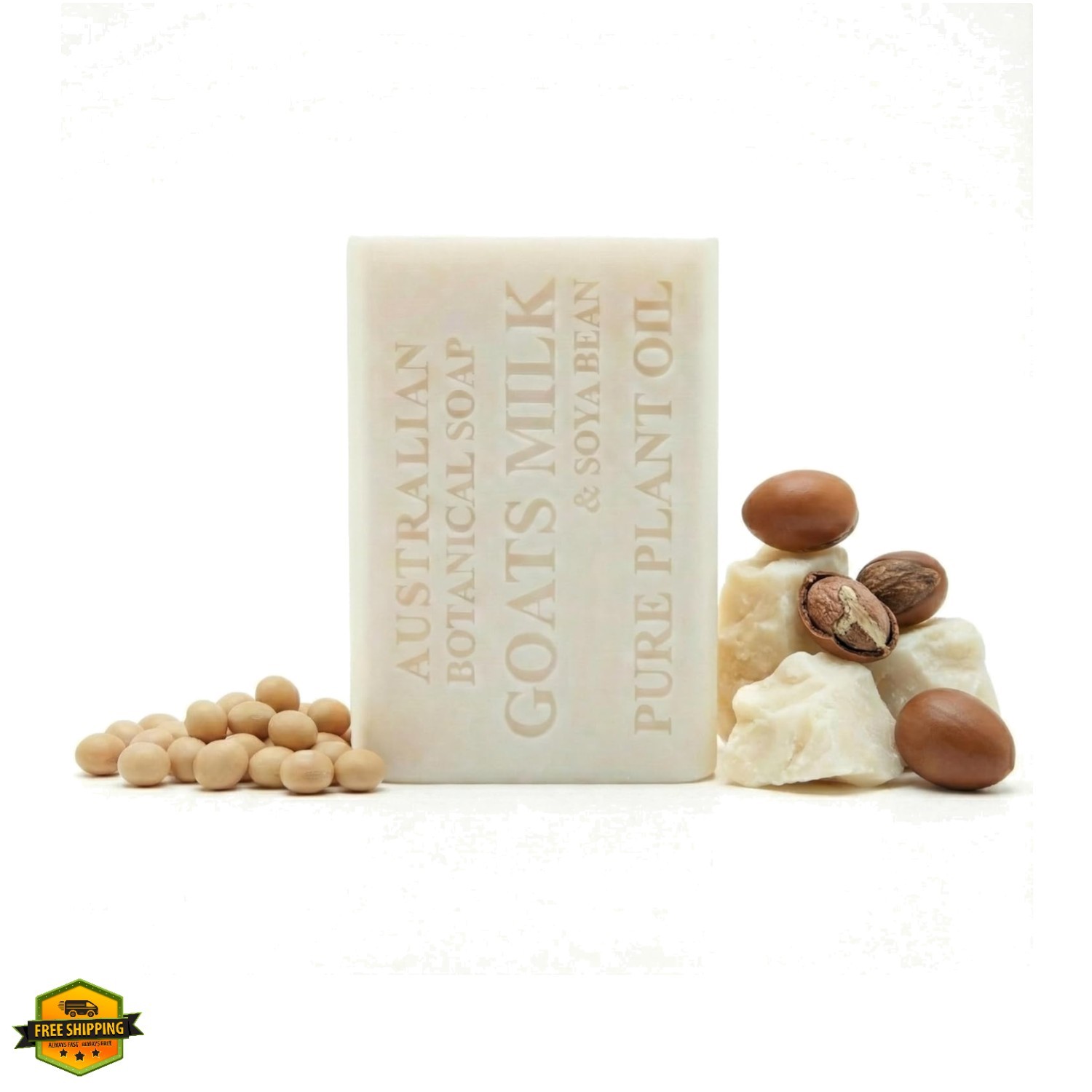 Goat Milk Soap Bar – Triple-Milled Body Cleanser with Shea Butter & Soya Bean…