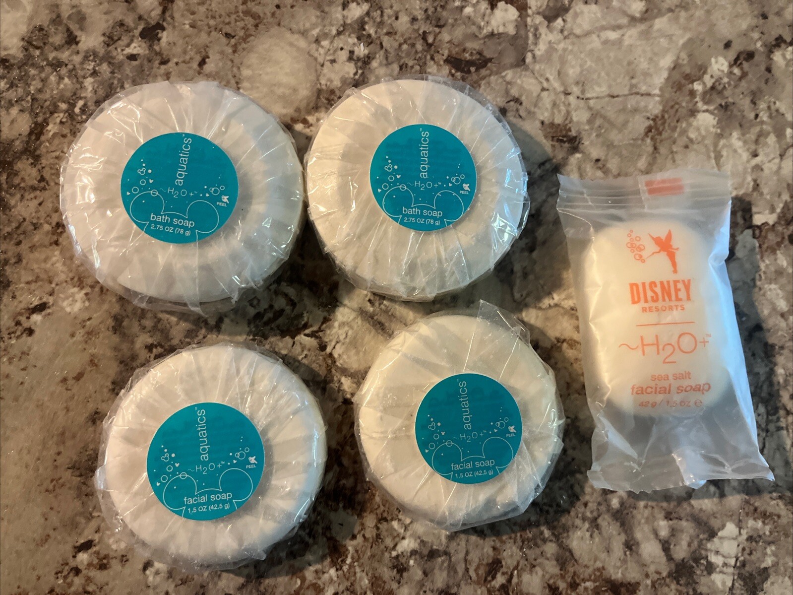 5 Assorted Disney Resorts Facial&Bath Soaps 1.5-2.75 Oz H20+ Aquatics Sea Salt