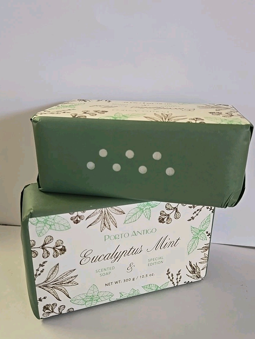 Porto Antigo Eucalyptus Mint Scented Bar Soap 10.5 Oz Each Lot Of 2