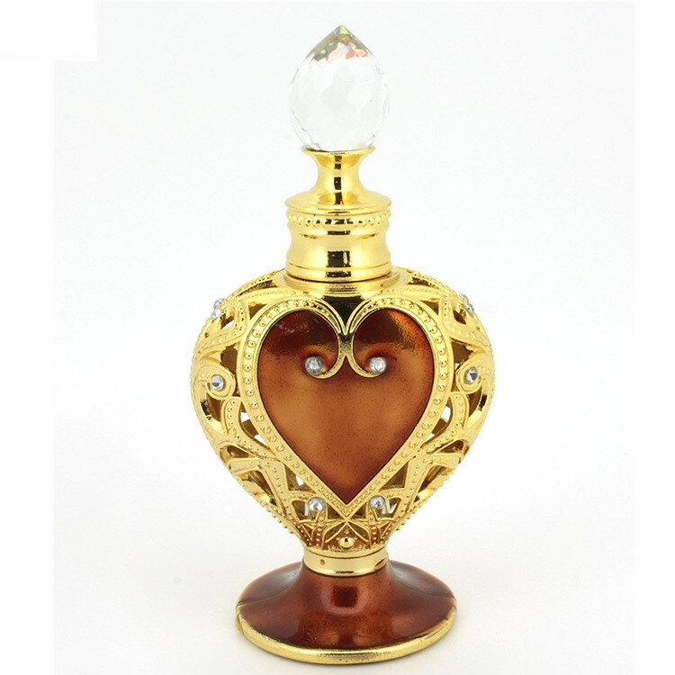 12ml Vintage Love Heart Empty Metal Perfume Bottle Refillable Aromatherapy oils