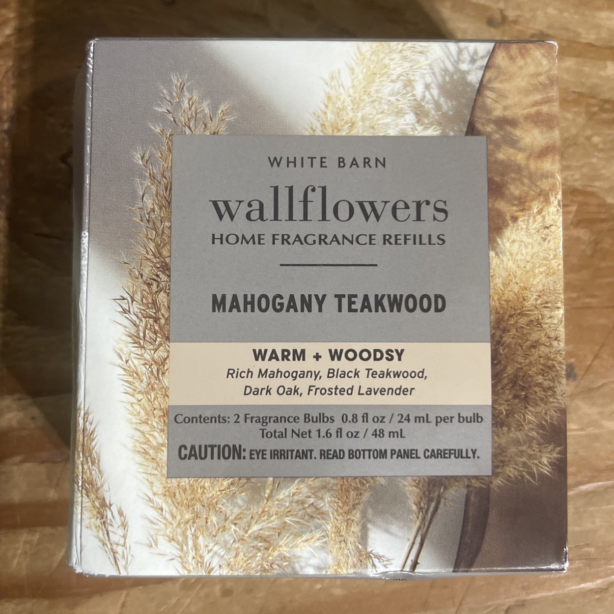 Bath & Body Works White Barn MAHOGANY TEAKWOOD 2 Fragrance Bulbs .8oz each NEW