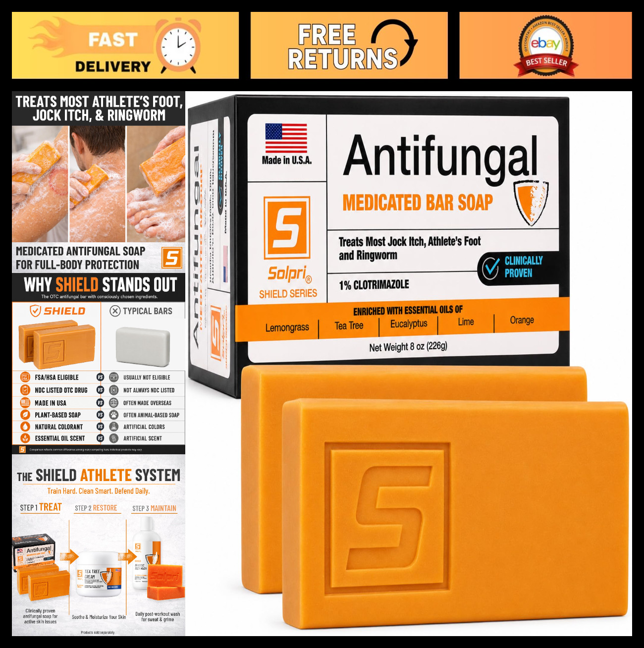 Antifungal Soap Bar with Tea Tree Oil – Medicated Relief for Athlete’s Foot & Ri