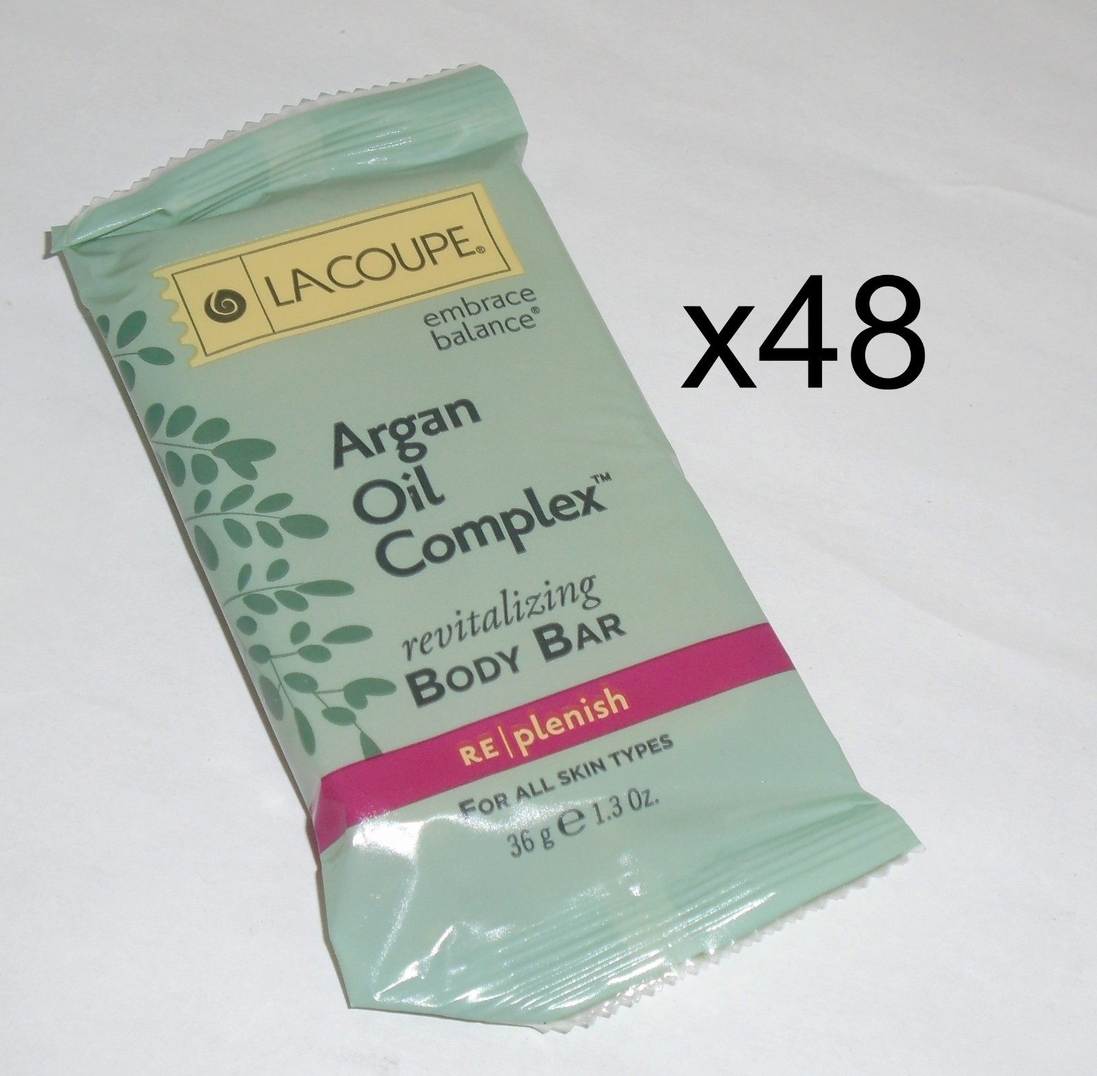 LaCoupe Embrace Argan Oil Complex Body Bar Lot of 48 Travel Size Bars -NO TARIFF