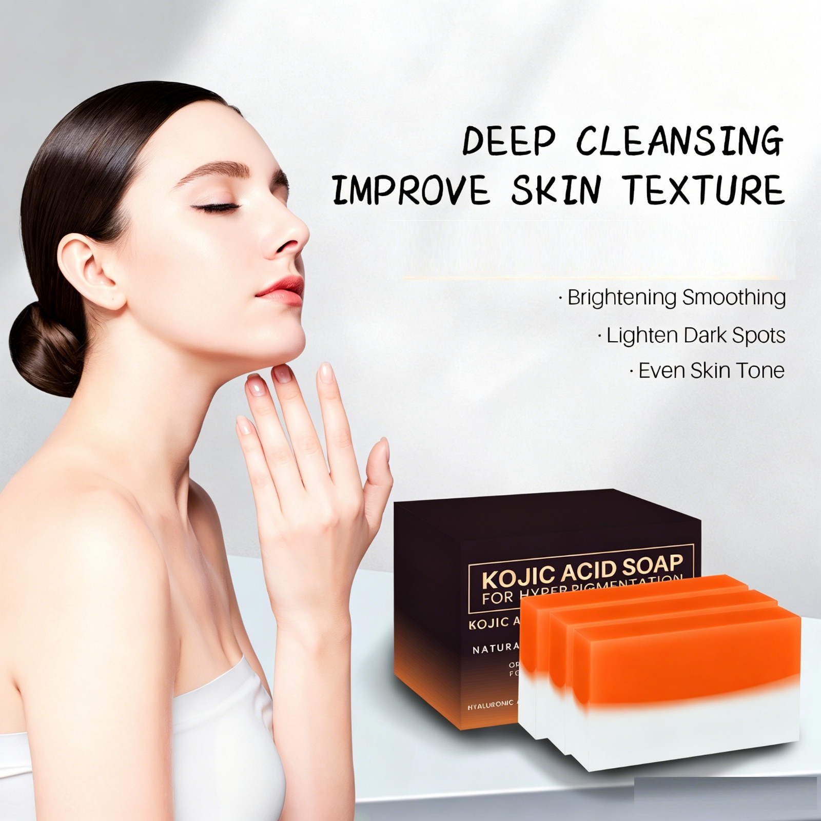 2PCS Kojic Acid Soap Hyaluronic Acid Vitamin E Face Body Dark Spot Remover Wash