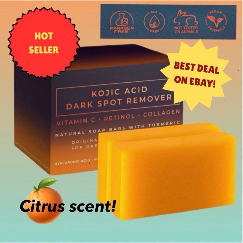 2-Pack Kojic Acid Soap Bars – Dark Spot Remover w/ Vitamin C, Retinol & Collagen