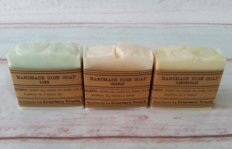 Handmade Dish Washing Soap Bars 3 Pack Citrus Aromatherapy Zero Waste 100 Grams
