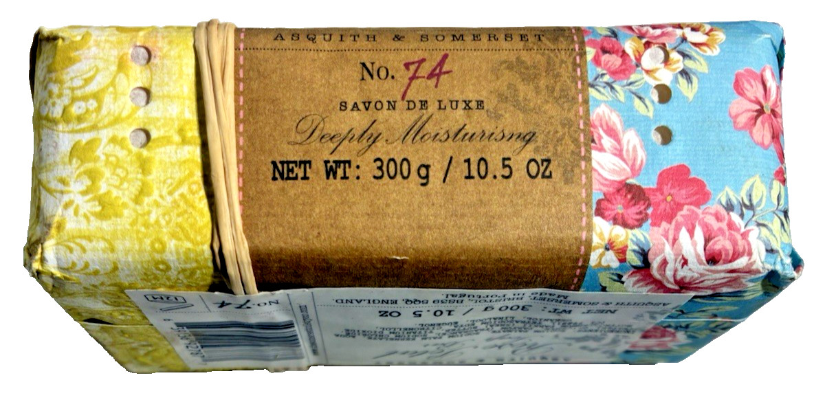 NEW, with Raffia ASQUITH & SOMERSET 10.5 oz / 300g No 74 Rose Petal Soap Bar