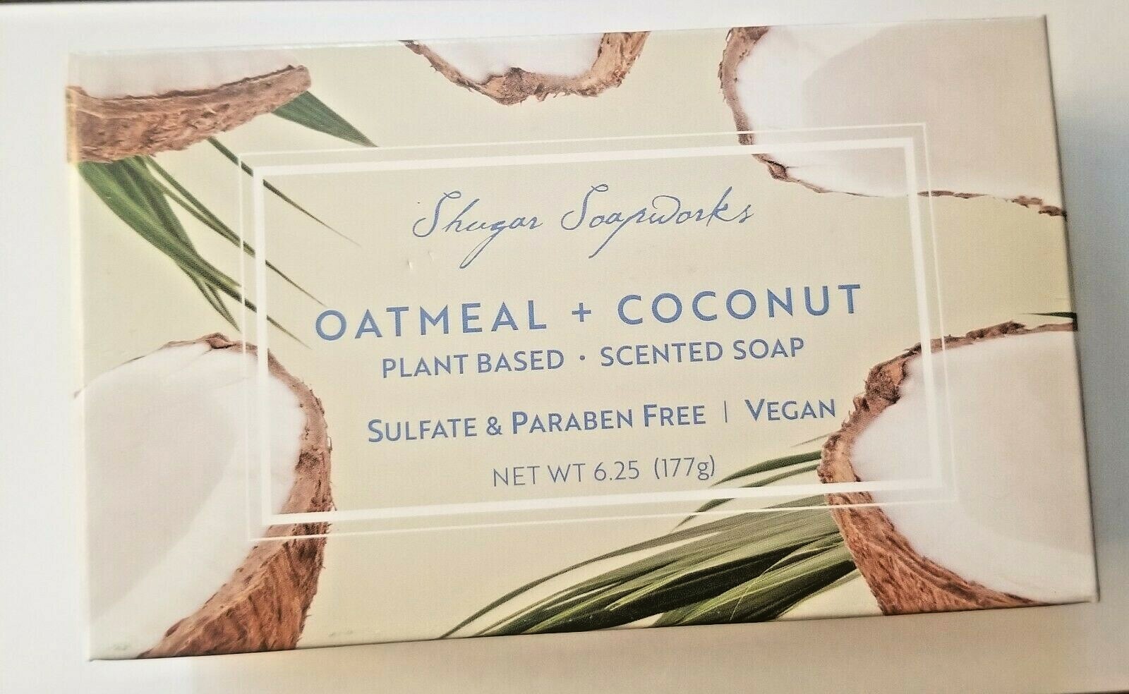 Shugar Soapworks Luxury Soap Huge Bath Bar Oatmeal Coconut 6.25 oz Vegan