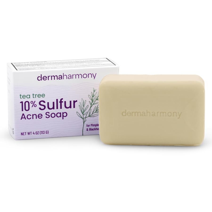 Dermaharmony 10% Sulfur with Tea Tree Oil Acne Bar Soap 4 Ounce (Pack of 1)
