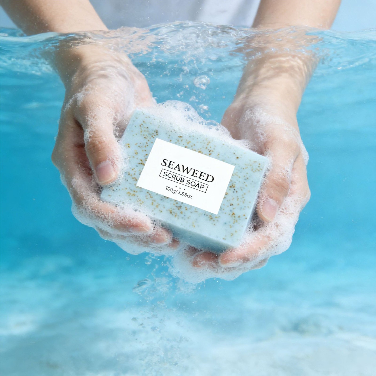 100g Seaweed Scrub Soap Deep Cleansing Handmade Soap Oil Control Bath Soap
