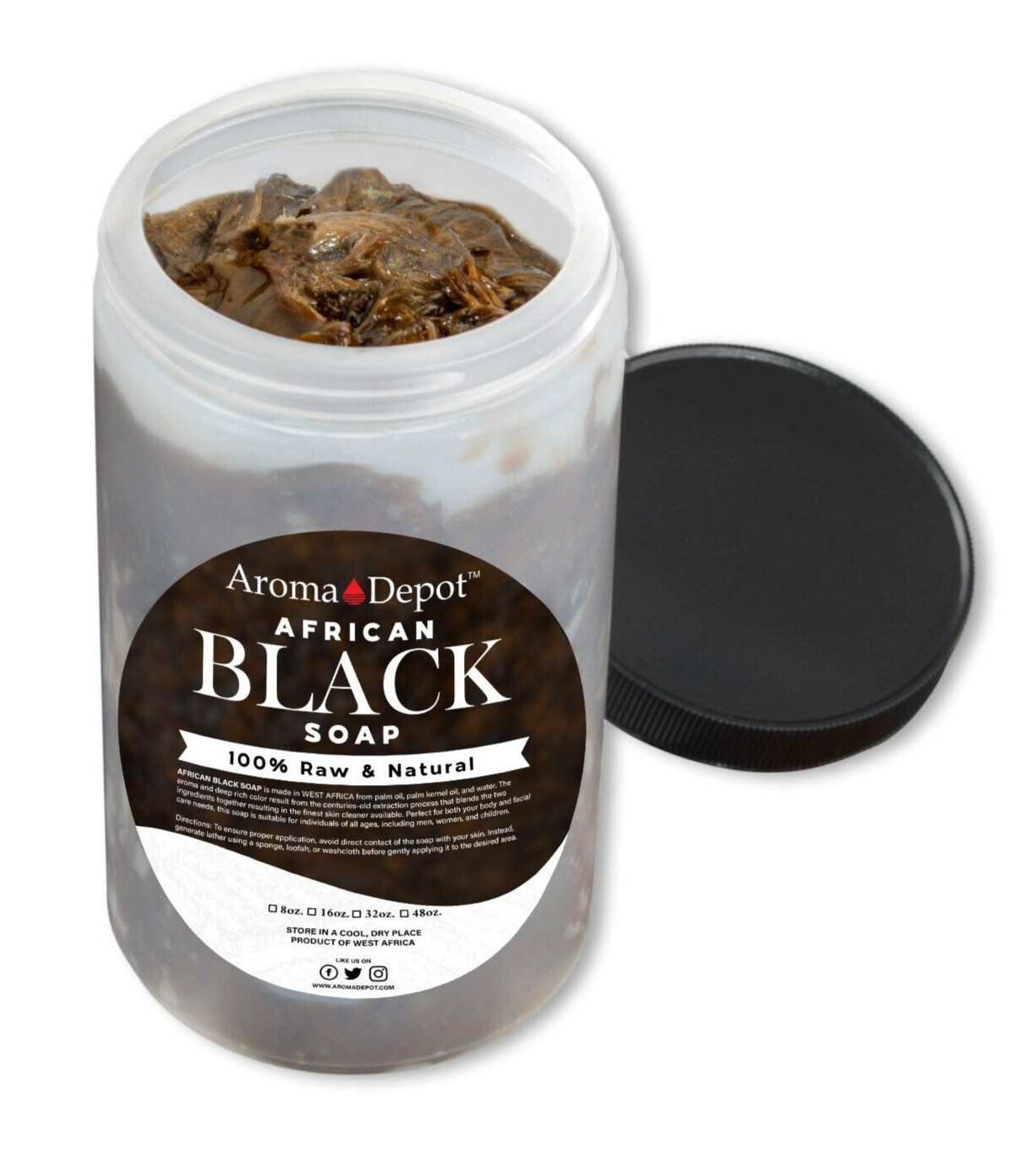 Raw African Black Soap Paste 2 lb. Natural 100% Pure Unrefined Face Body Hair