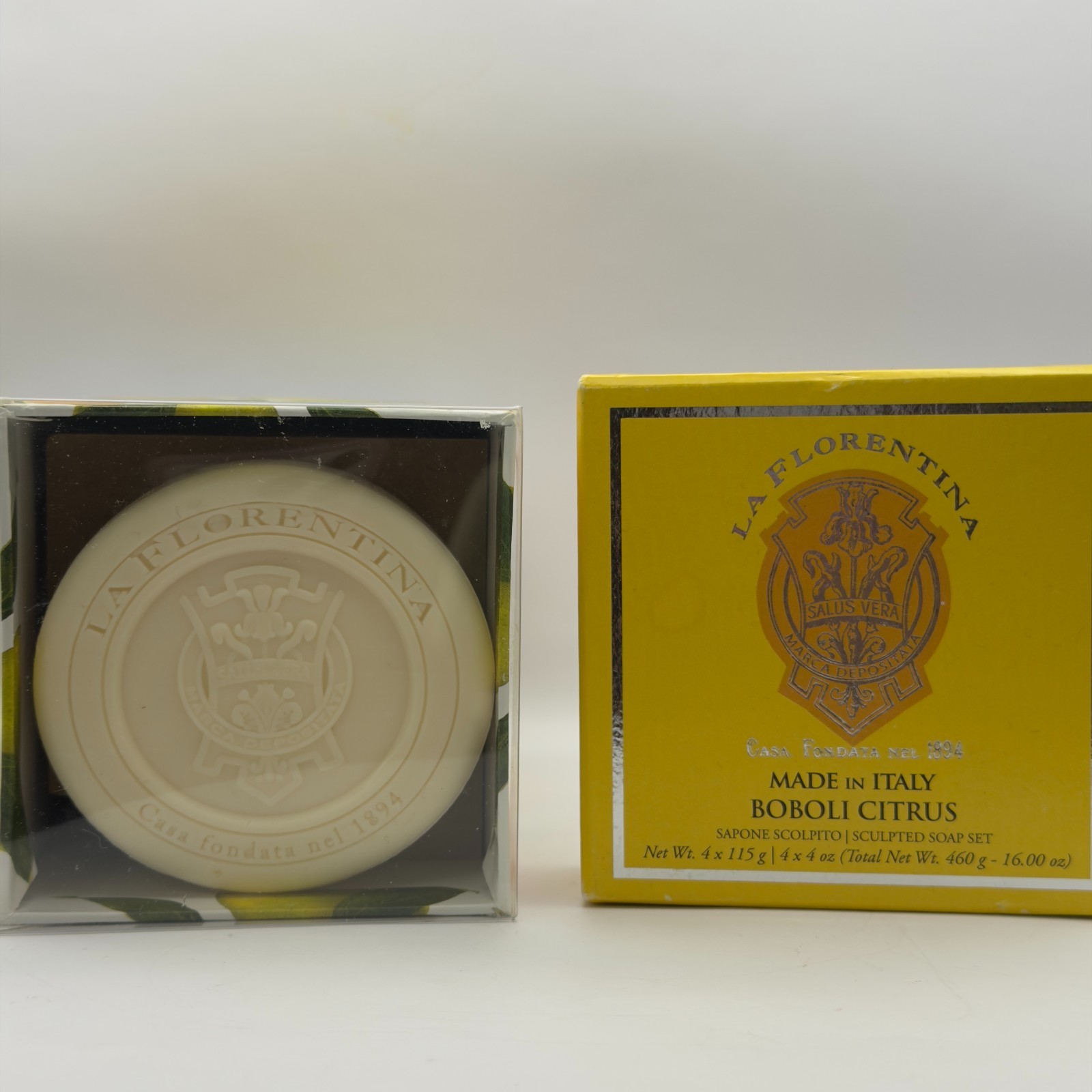 La Florentina Italy BOBOLI CITRUS 4 Soap Bar Set 460g 16oz NEW IN BOX