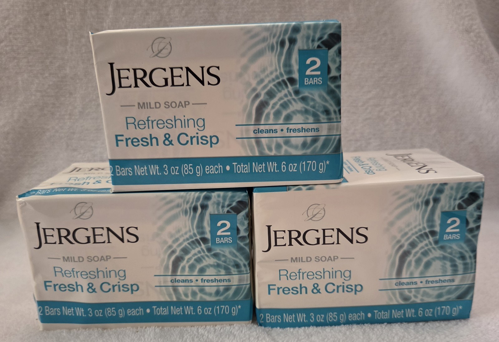 Lot Of 3 2pk Jergens Refreshing Fresh & Crisp Mild Soap 6 Bars~ 3oz/Each