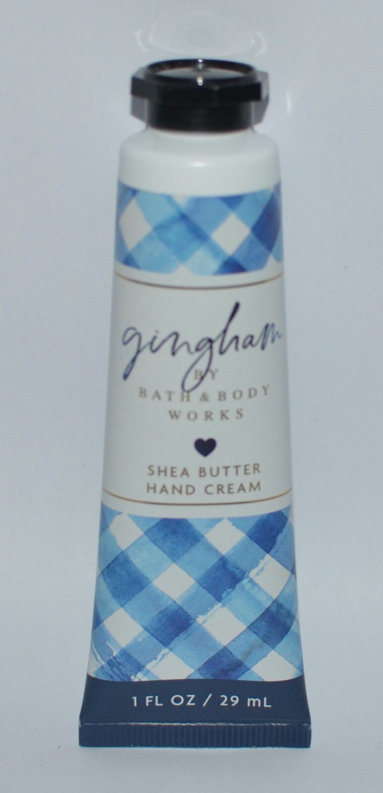 1 BATH & BODY WORKS BLUE GINGHAM HAND CREAM LOTION SHEA BUTTER TRAVEL SIZE 1 OZ
