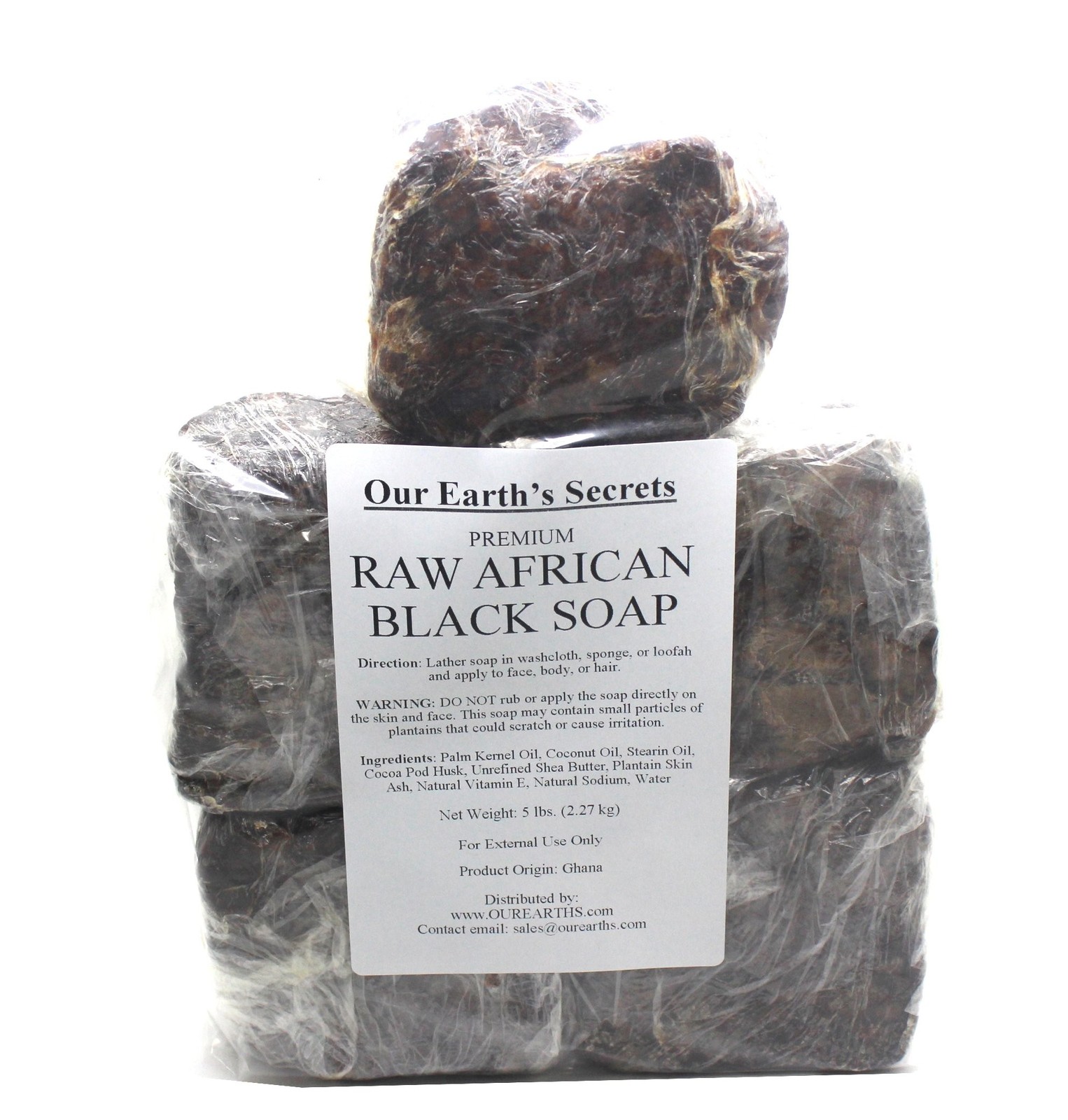 Our Earth’s Secrets Premium Natural Raw African Black Soap, 5 lbs Unscented