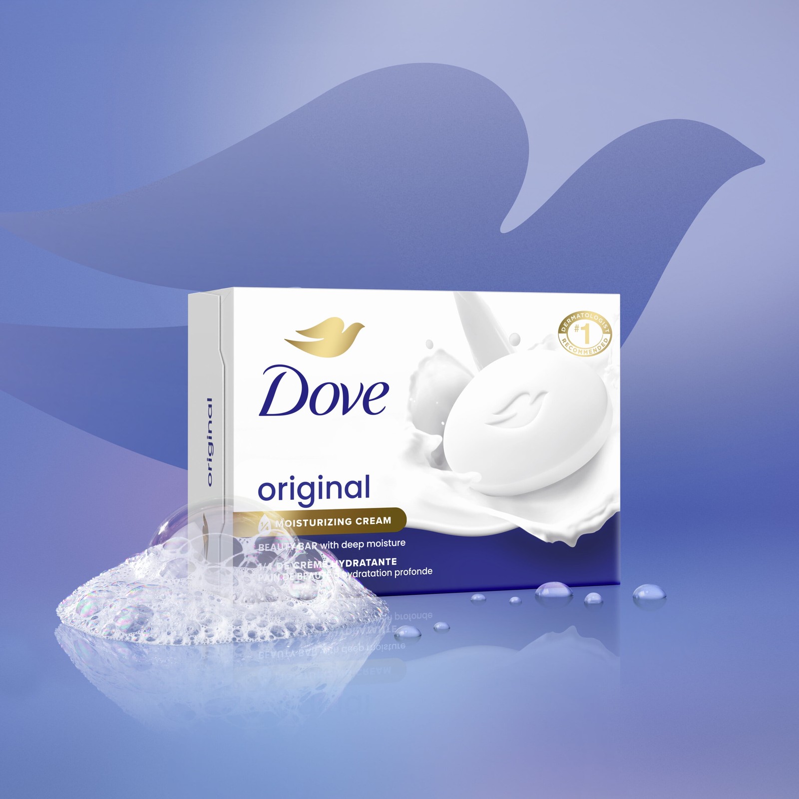 Dove Beauty Bar Original Gentle Skin Cleanser More Moisturizing than Bar Soap, 3