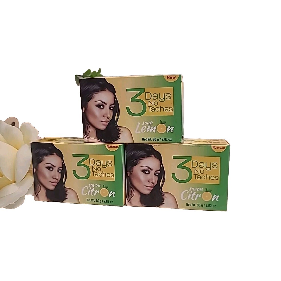 (Pack of 3) 3 Days No Taches Lemon Soap 80g each 2.82.oz