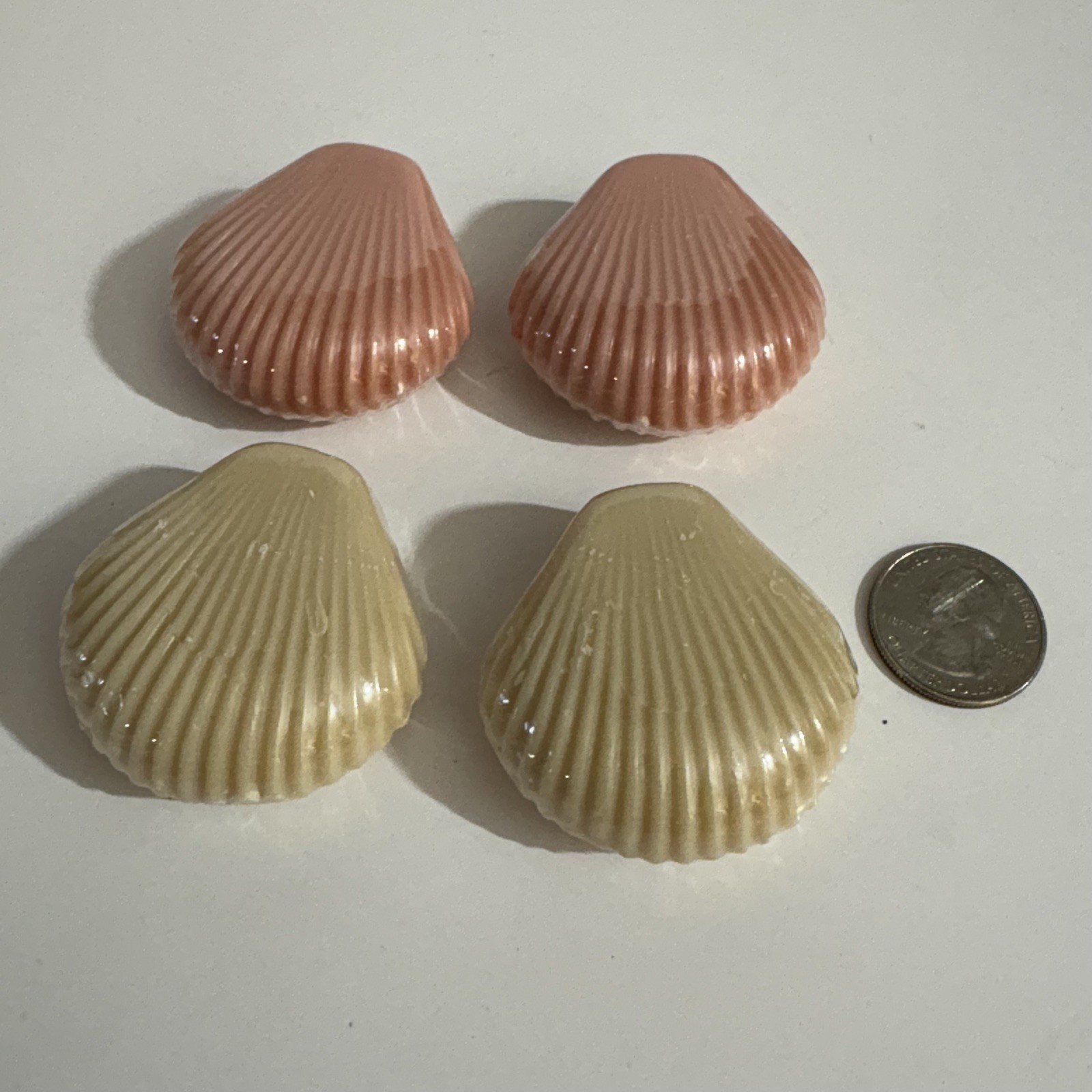 Vintage Set of 4 Sea Shell Decorative Guest Bathroom Small Hand Soaps