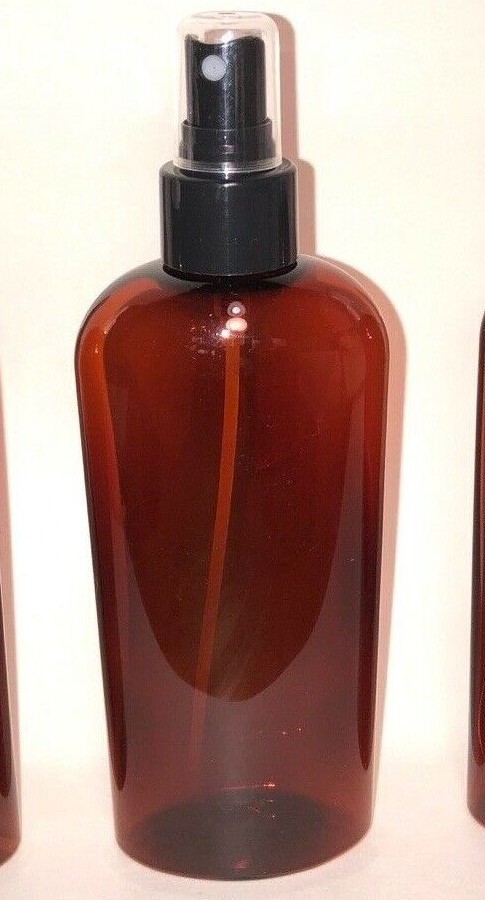 8 oz PET Plastic BPA free 24/410 Amber Cosmo Oval Bottle choice of caps