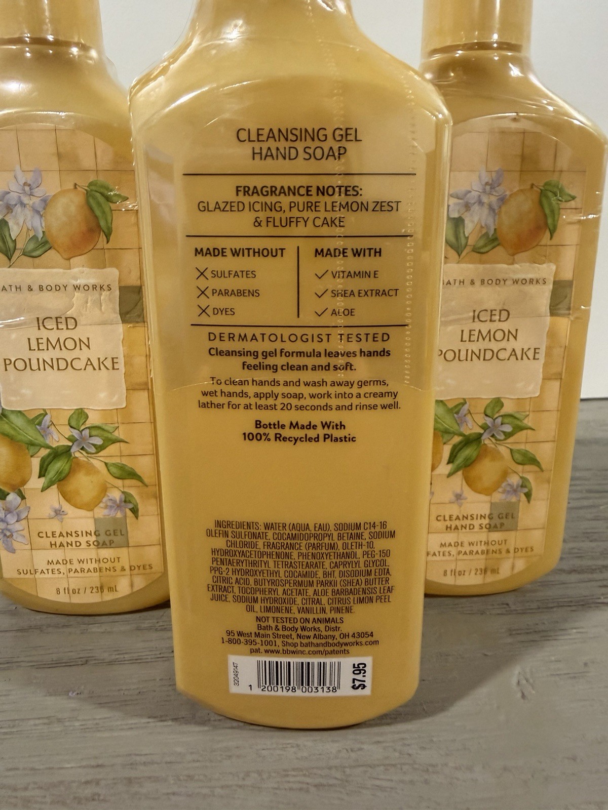 Bath & Body Works Cleansing Gel Hand Soap Lot Set of 3 ICED LEMON POUNDCAKE