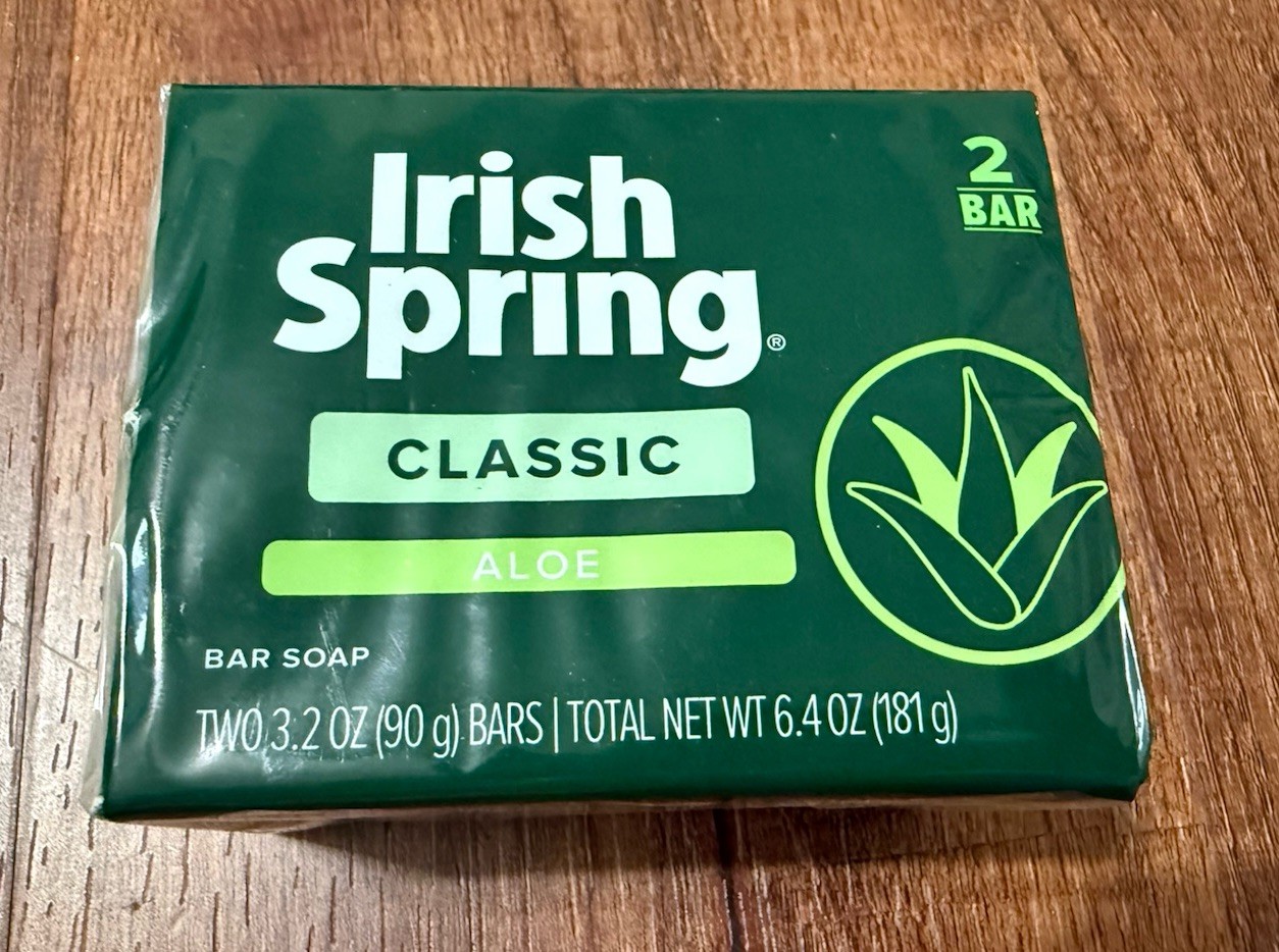 Irish Spring Deodorant Aloe Bar Soap 2 Pack 3.2 Oz Personal Size Discontinued