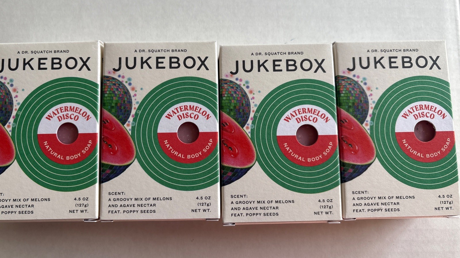 4 New Jukebox WATERMELON DISCO Natural Bar Soap DR SQUATCH Poppy Seeds Agave