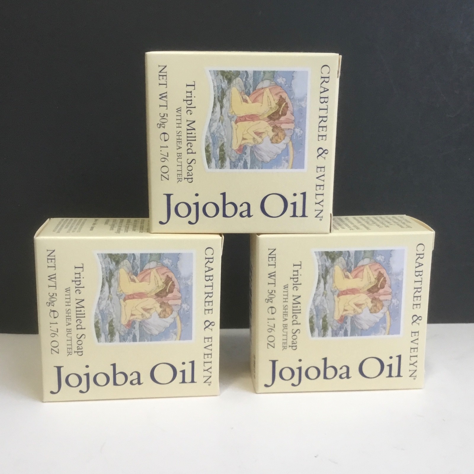 Crabtree & Evelyn S/3 Jojoba Oil Triple Milled Soap w/ Shea Butter 1.76 oz NIB