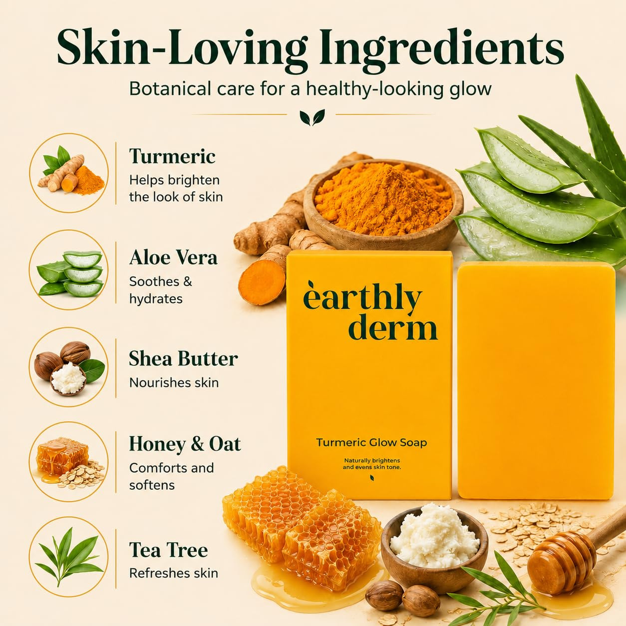 Turmeric Soap Bar for Face and Body, Handmade Turmeric Cleansing Soap, Gentle Da