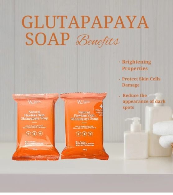 2 bars WC Natural Flawless Skin Glutapapaya Soap with Whitening Whipped Scrub