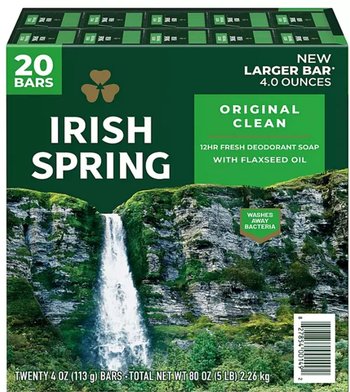 Irish Spring Deodorant Bar Soap, Original Clean, 4.5 Ounce (Pack of 20)