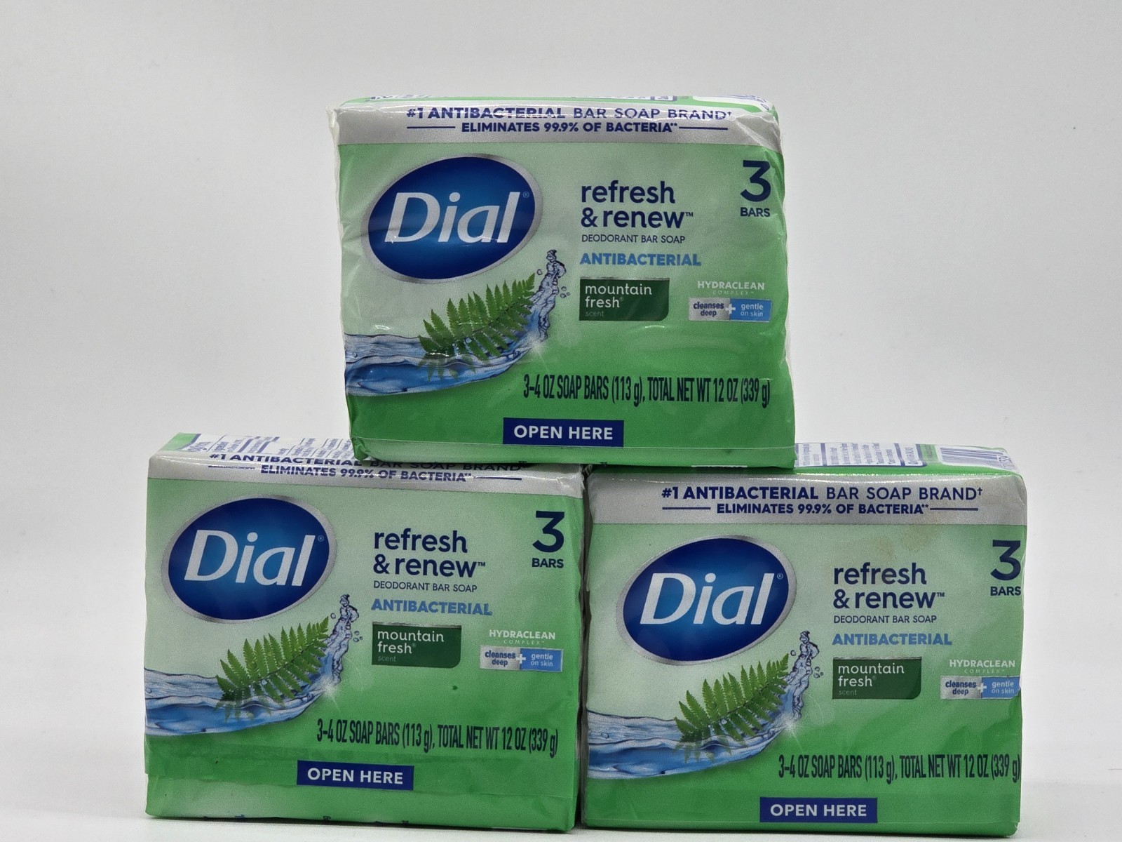 3x DIAL 3-PK MOUNTAIN FRESH SOAP BARS SEALED 4 oz BARS DEODORANT ANTIBACTERIAL