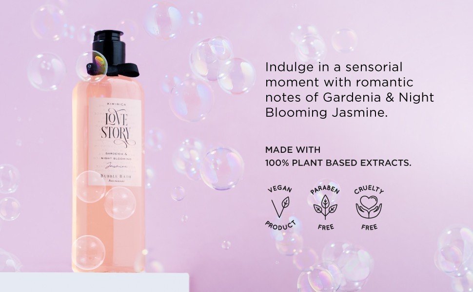 Kimirica Love Story Bubble Bath Bottle, 100% Vegan and Paraben Free -290 ml