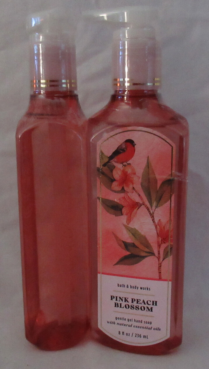 Bath & Body Works 8 fl oz Gentle Gel Hand Soap Lot Set of 2 PINK PEACH BLOSSOM