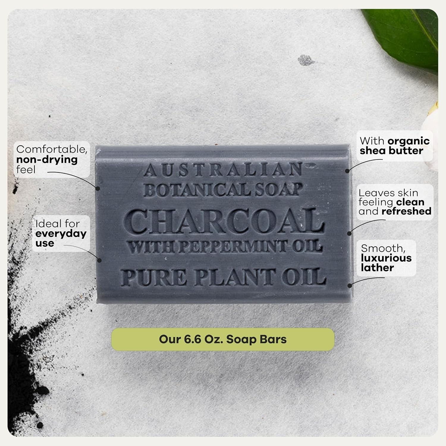 Australian Botanical Black Soap with Peppermint Oil – 8 Bars