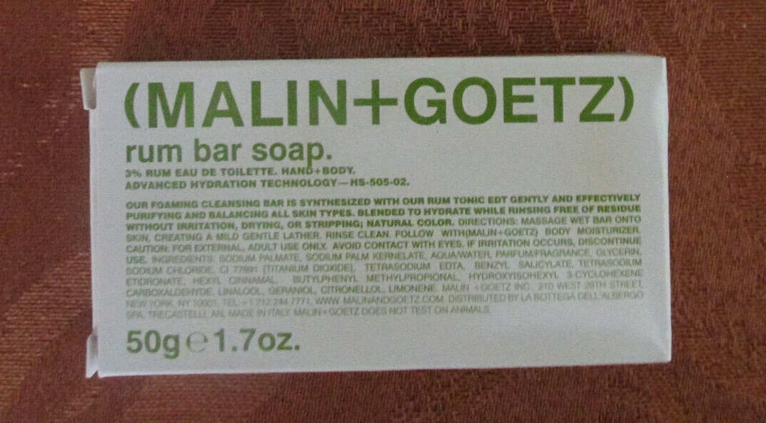 MALIN + GOETZ RUM BAR SOAP 1.7oz/50g TRAVEL SIZE NEW IN BOX