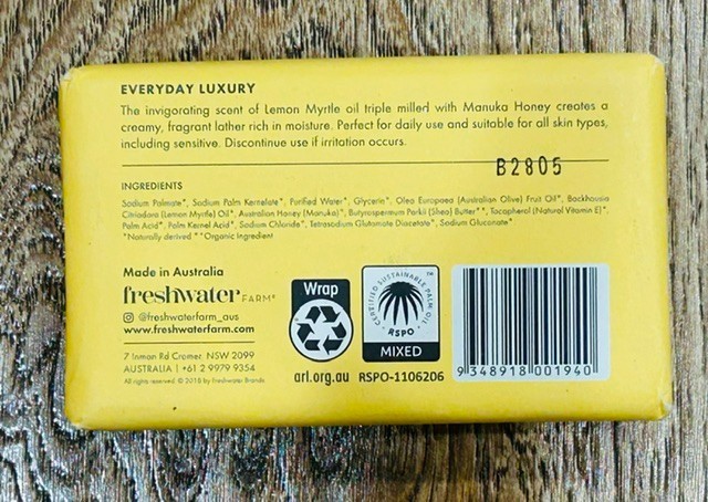 x6 Bars freshwater FARM AUSTRALIA Soothing Castile Body Bar Soap Lemon/Honey