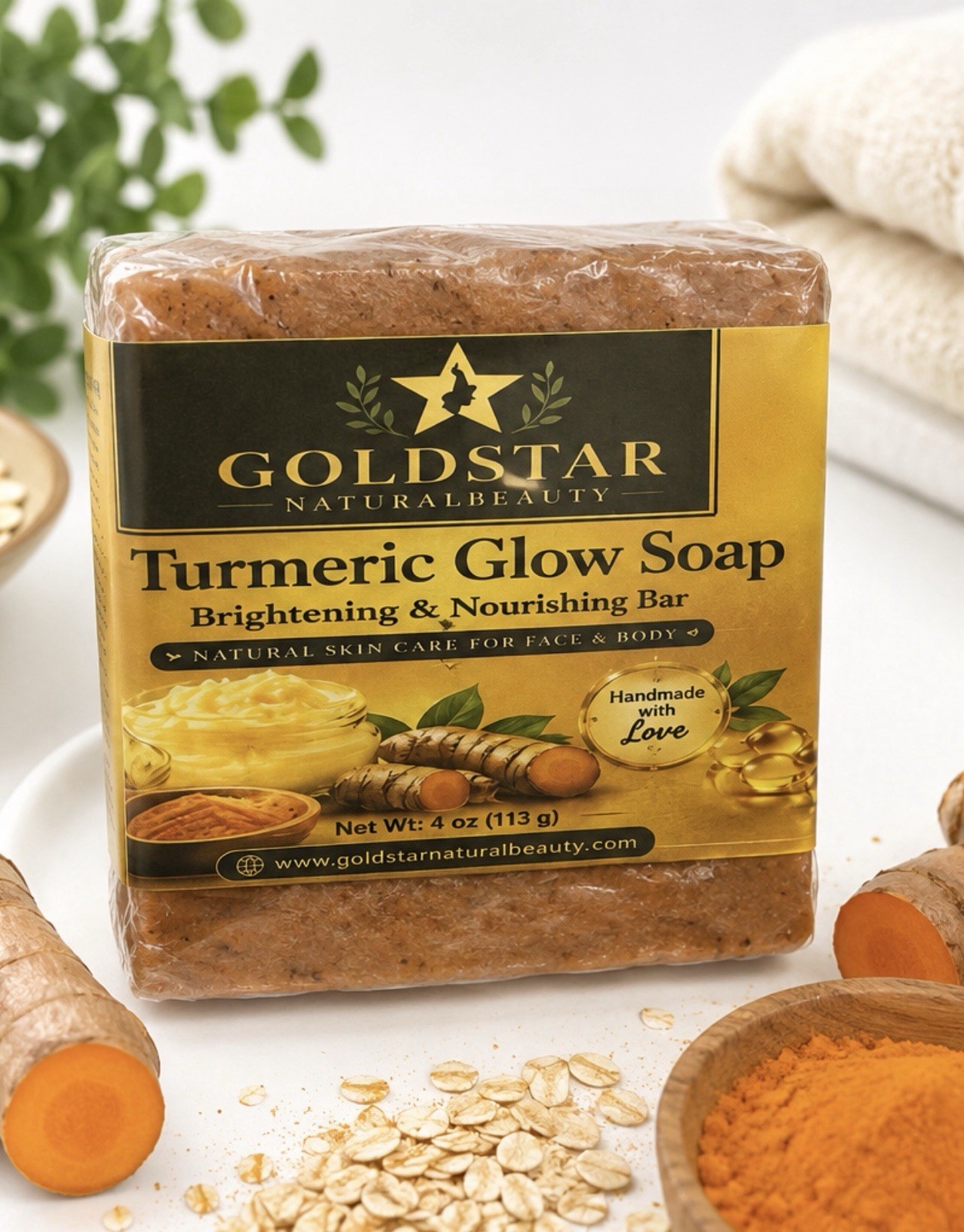 Fresh Tumeric roots homemade bar soap ( With Honey) 4,5 Oz