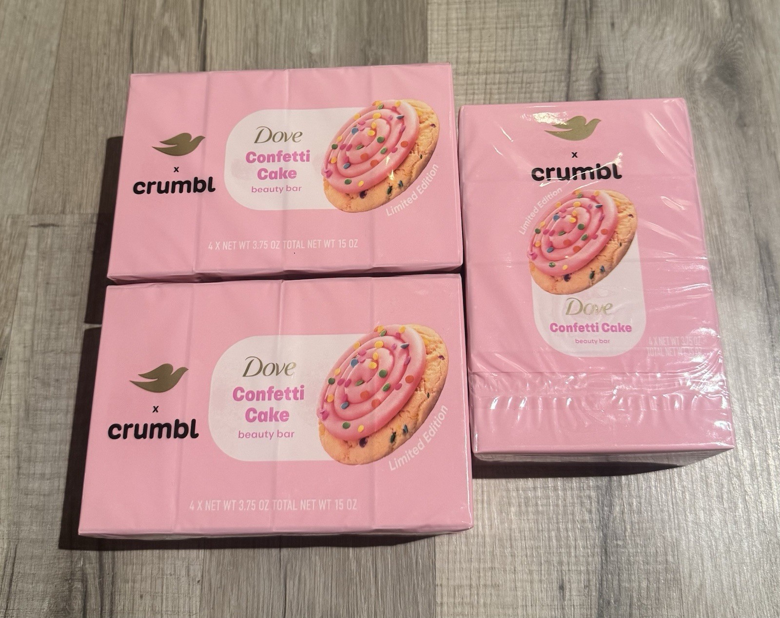 Dove x Crumbl Confetti Cake Limited Edition Beauty Bar Multipack 15 oz Lot of 3