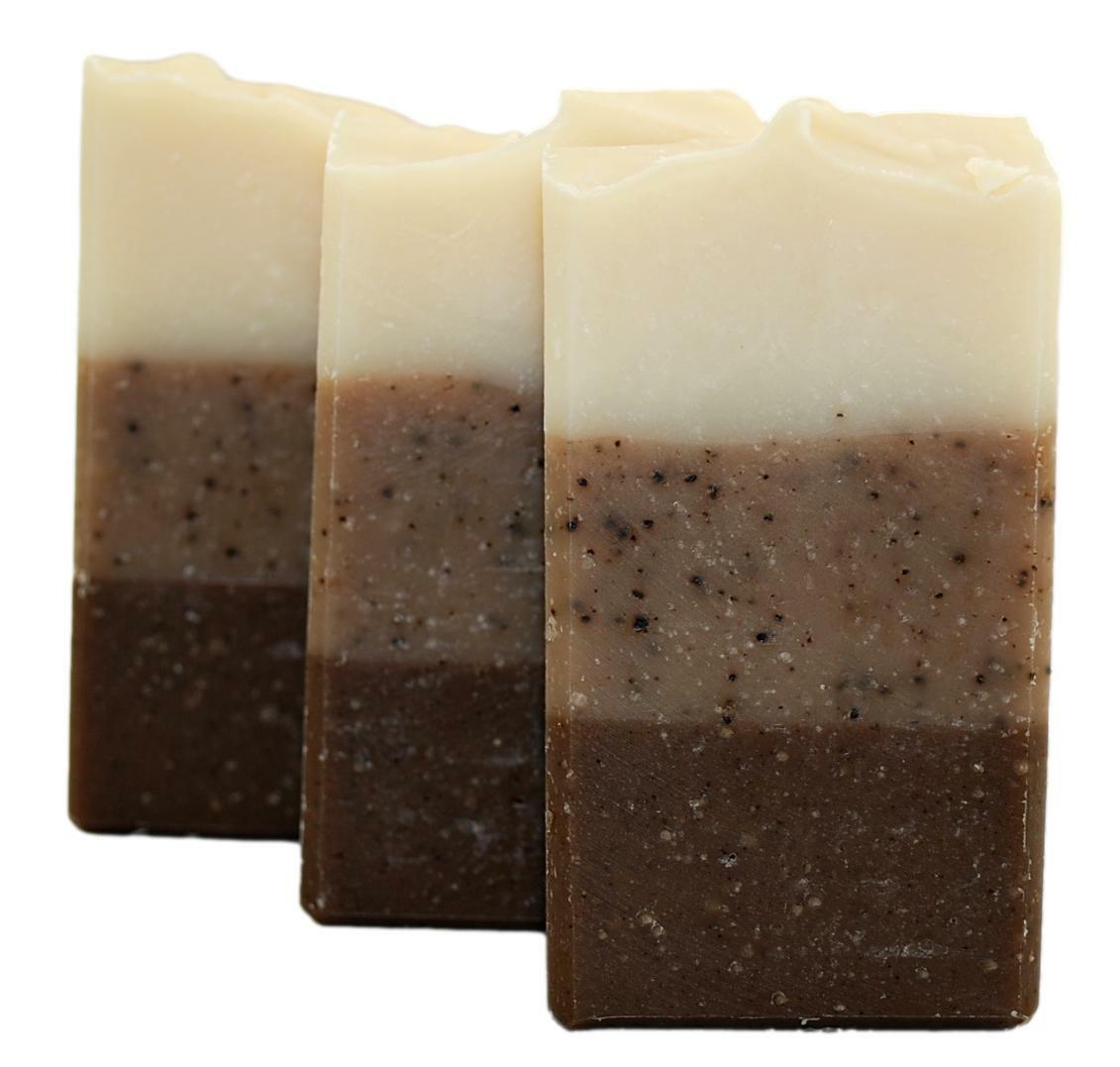 café latte, all natural handcrafted cold process soap, 3 bar pack 16 + oz.