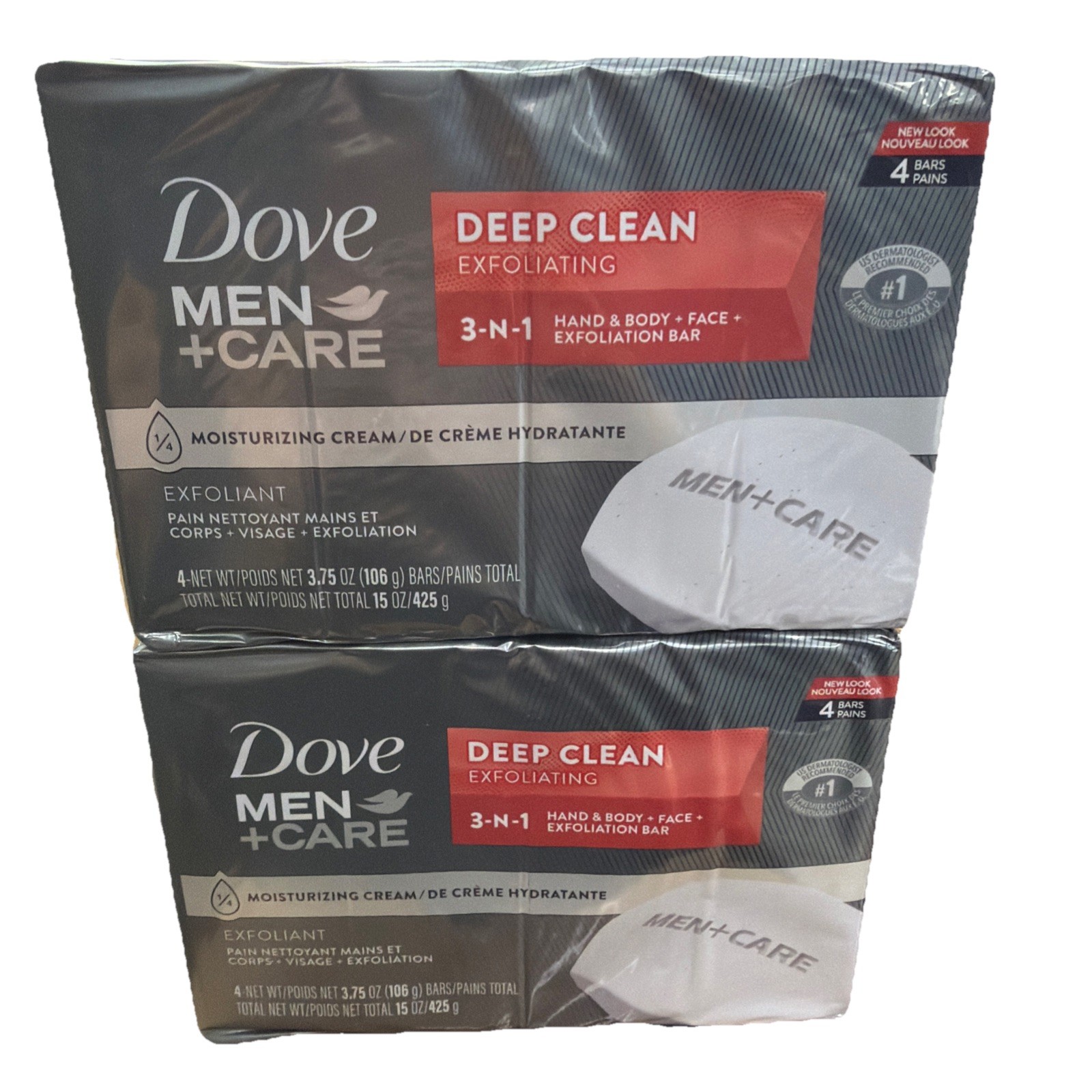 2 Packs Of 4 Bars Dove Men Care Deep Clean Exfoliating 3 N 1 Hand Body Face