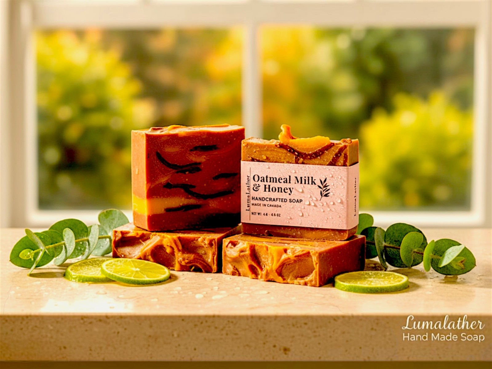 LumaLather Oatmeal Milk & Honey Handmade Soap Bar – Gentle Moisturizing Soap