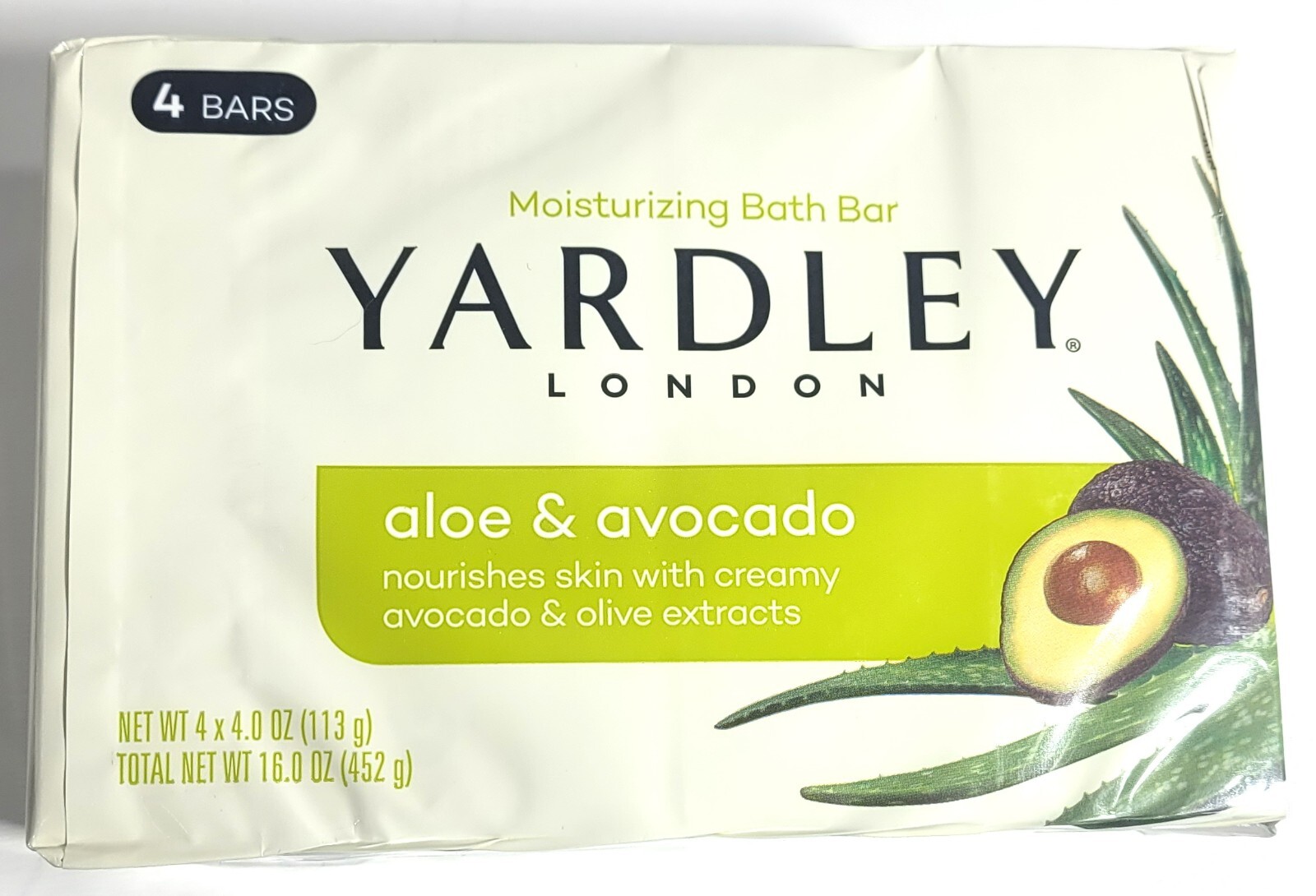 4 Pack Yardley London Aloe & Avocado Natural Moisturizing Bath Bar – 4 oz Ea
