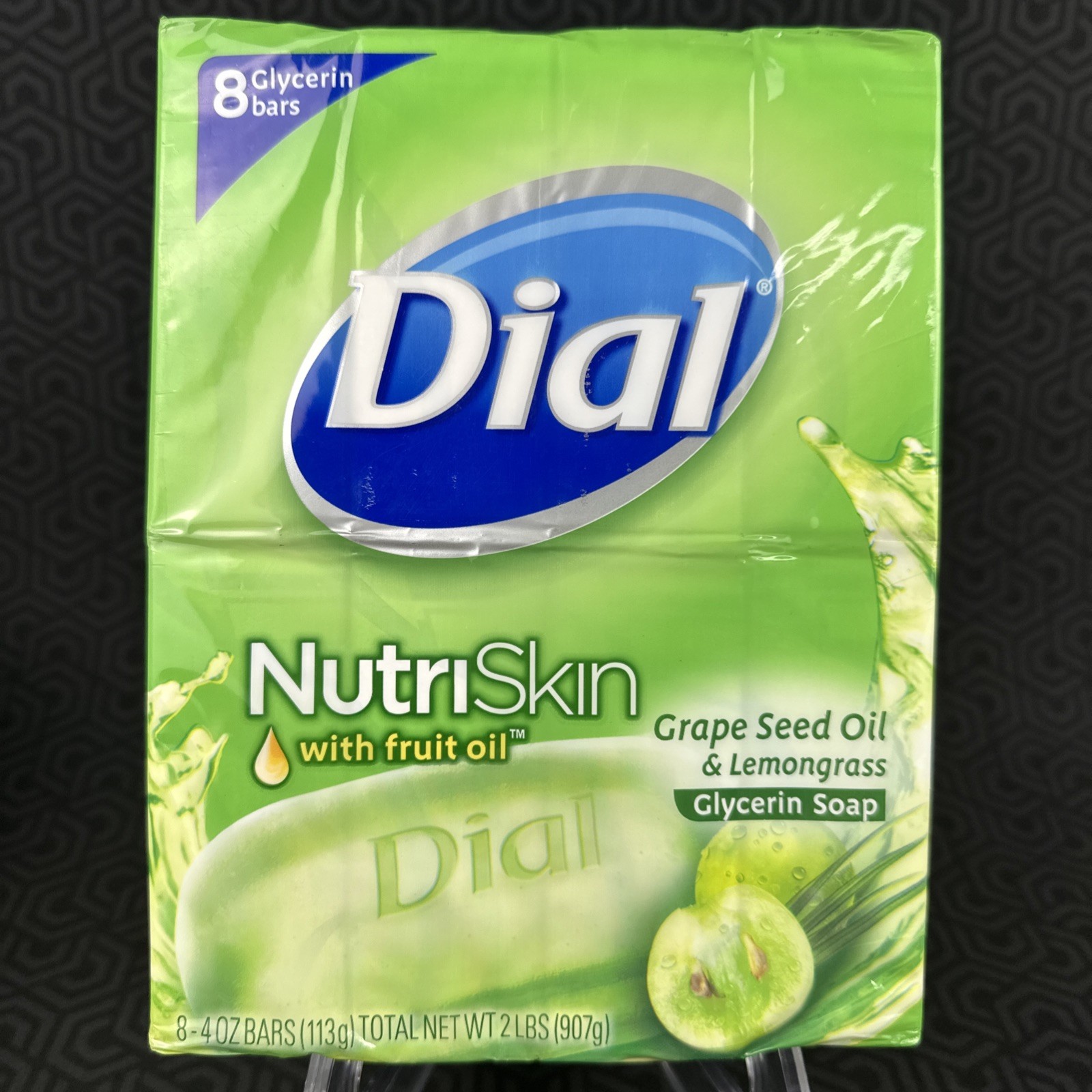 Dial Grape Seed Oil & Lemongrass Glycerin Bar Soap 8 Pack of 4oz Bars New Sealed