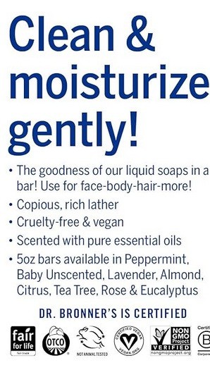 Dr. Bronner’s All-Pure Castile Magic Bar Soap Peppermint 5 oz 3 Pack BRAND NEW