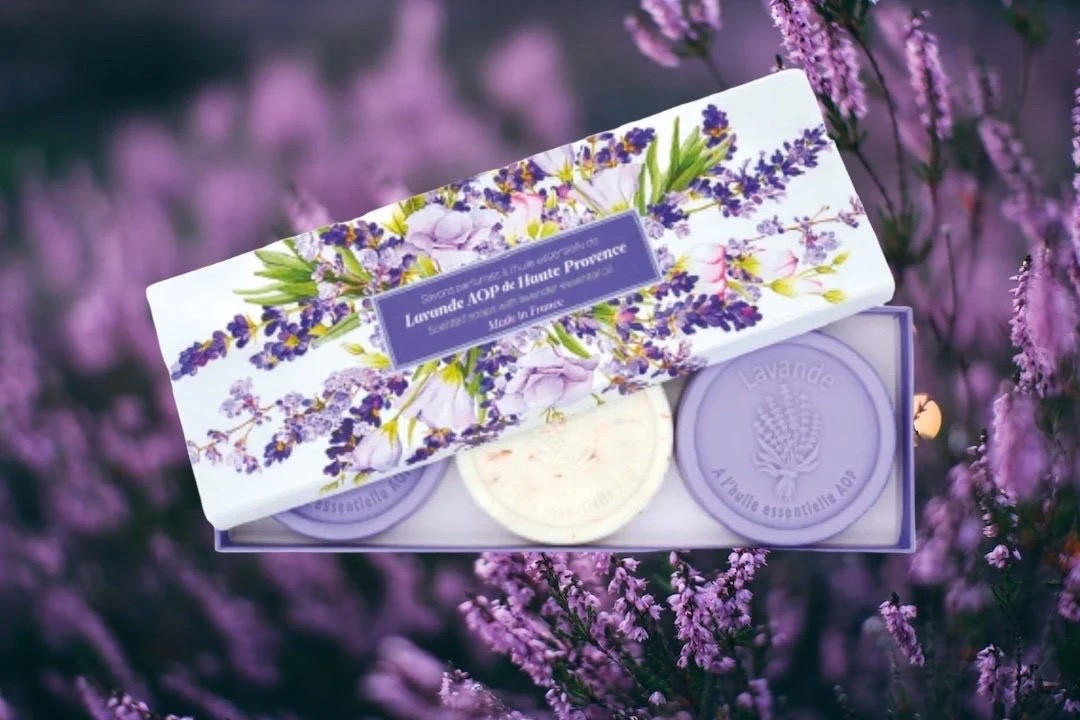 Lavender set from Provence 3 Soaps with PDO Essential Oil and exfoliant soap