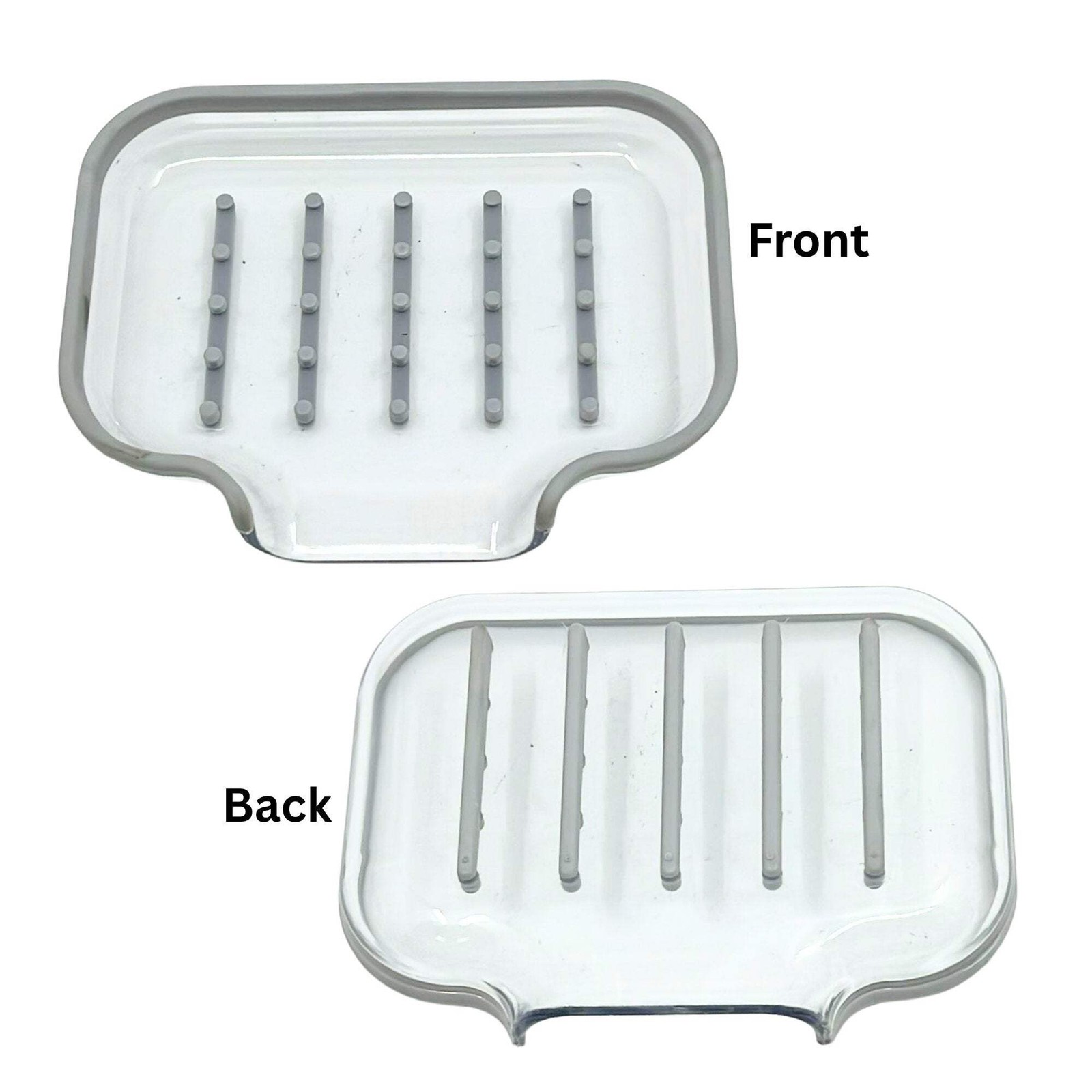 Transparent with Gray Border Plastic Soap Holder:1 Pack